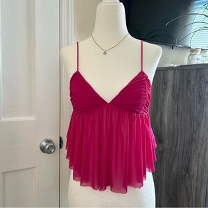 Edikted Pink Ruched Babydoll Top XS NWT